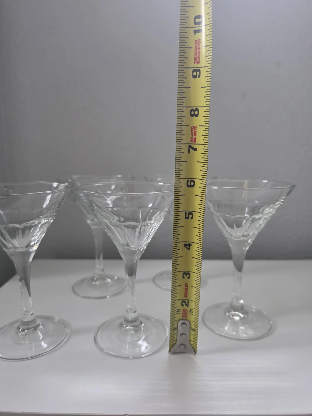 Vintage French Clear Crystal Panel Martini Glasses - Set of 5